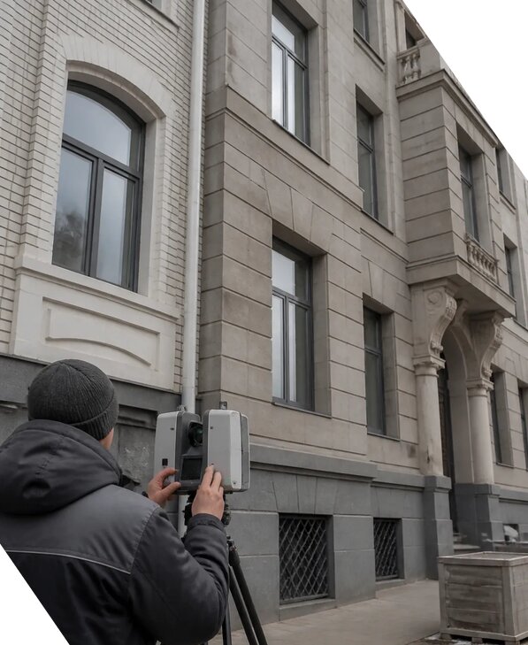 Лазерное сканирование фасадов зданий для обследования в Апатитах